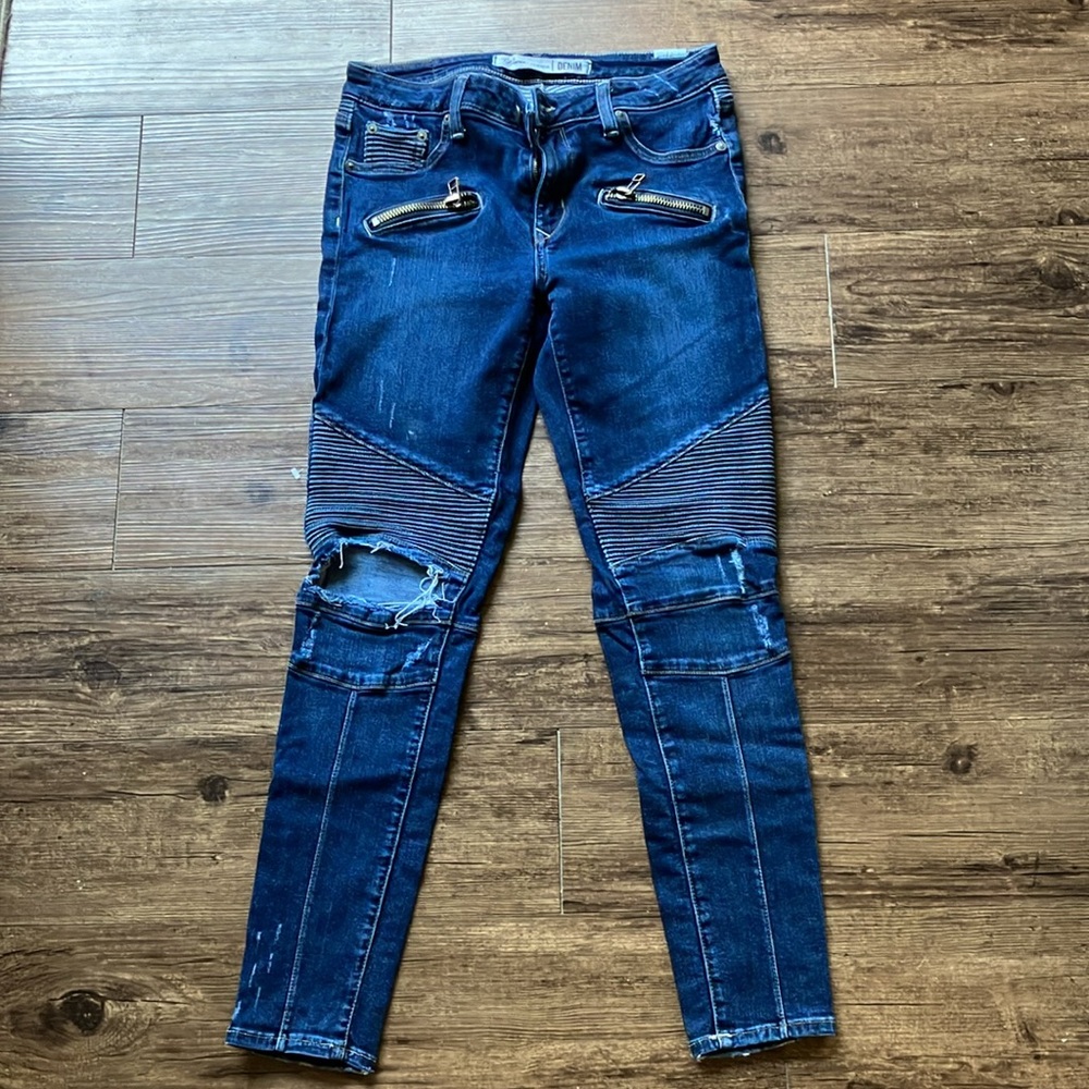Lovers + Friends Moto Blue Aaron skinny jeans sz. 27